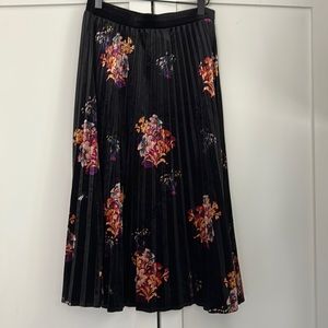 Anthropologie Velvet Floral Midi Skirt